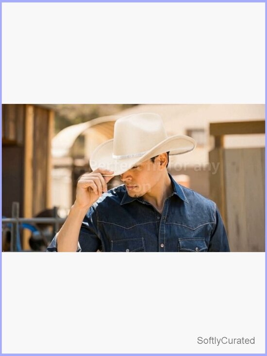 Classic Felt Wide Brim Cowboy Hat with Rhinestone Band Unisex main image 5